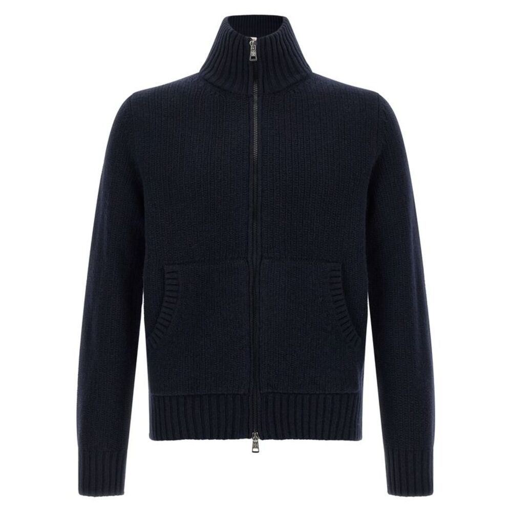 Moncler Blue Virgin Wool Men's Cardigan